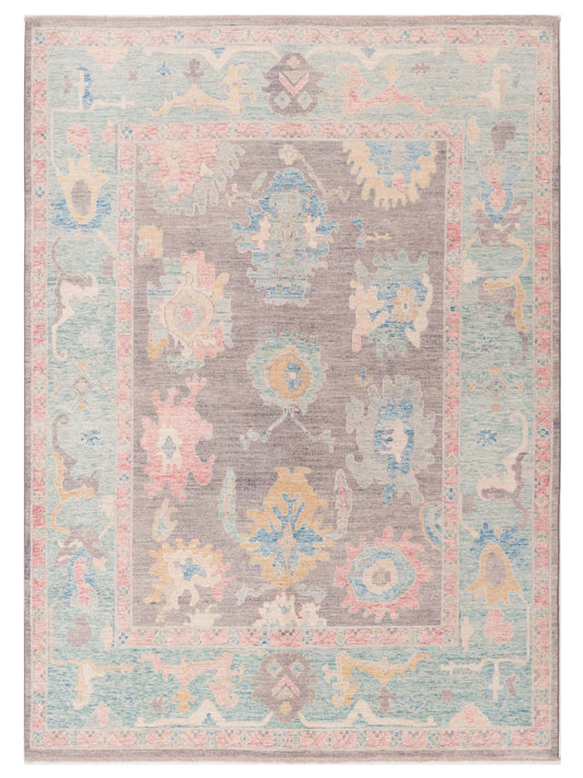 Pasha Authentic Oushak Feruz Brown Traditional Hand Knotted Rug