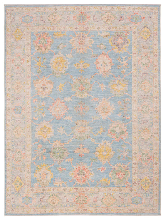 Pasha Authentic Oushak Selam Light Blue Traditional Hand Knotted Rug