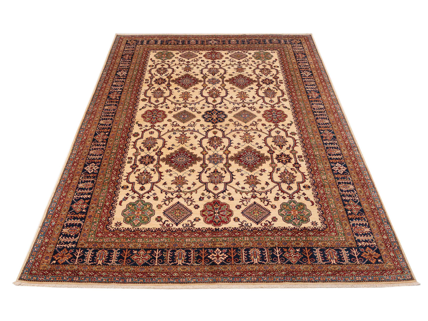 Nomad Kars 151888 Ivory Navy Tribal Hand Knotted Rug