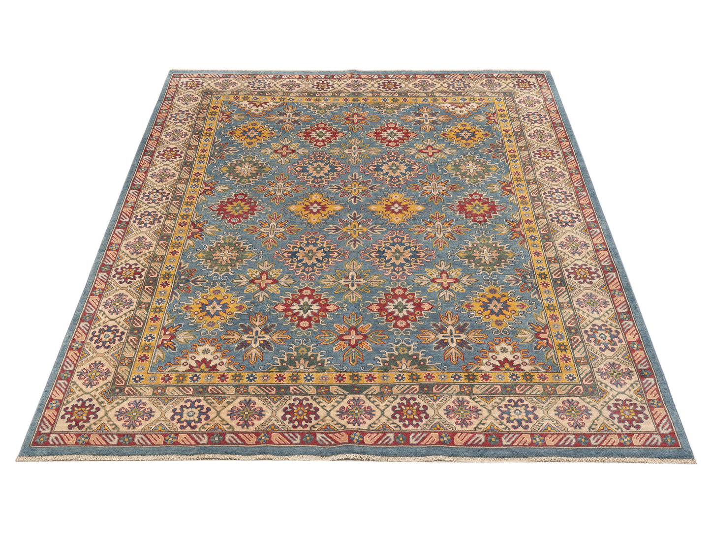 Nomad Kazak 151940 Blue Ivory Tribal Hand Knotted Rug