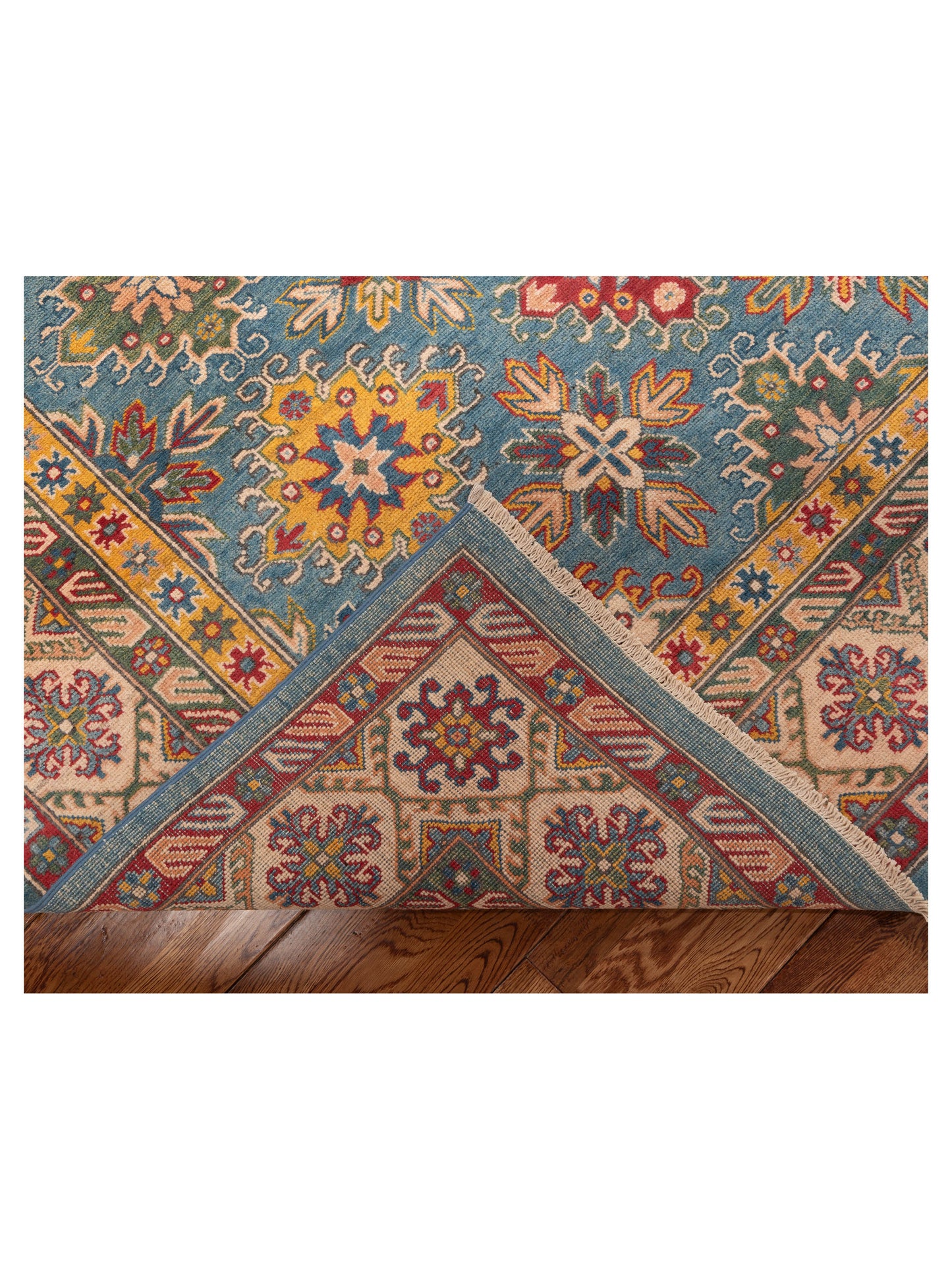 Nomad Kazak 151940 Blue Ivory Tribal Hand Knotted Rug