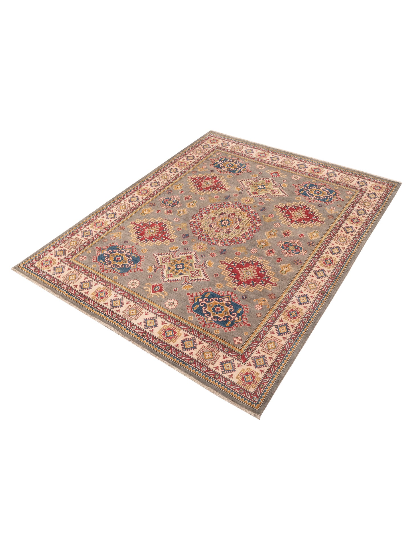 Nomad Kazak 151944 Gray Ivory Tribal Hand Knotted Rug