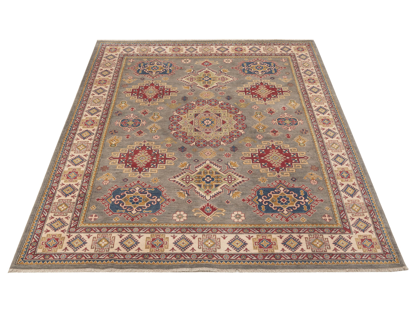 Nomad Kazak 151944 Gray Ivory Tribal Hand Knotted Rug