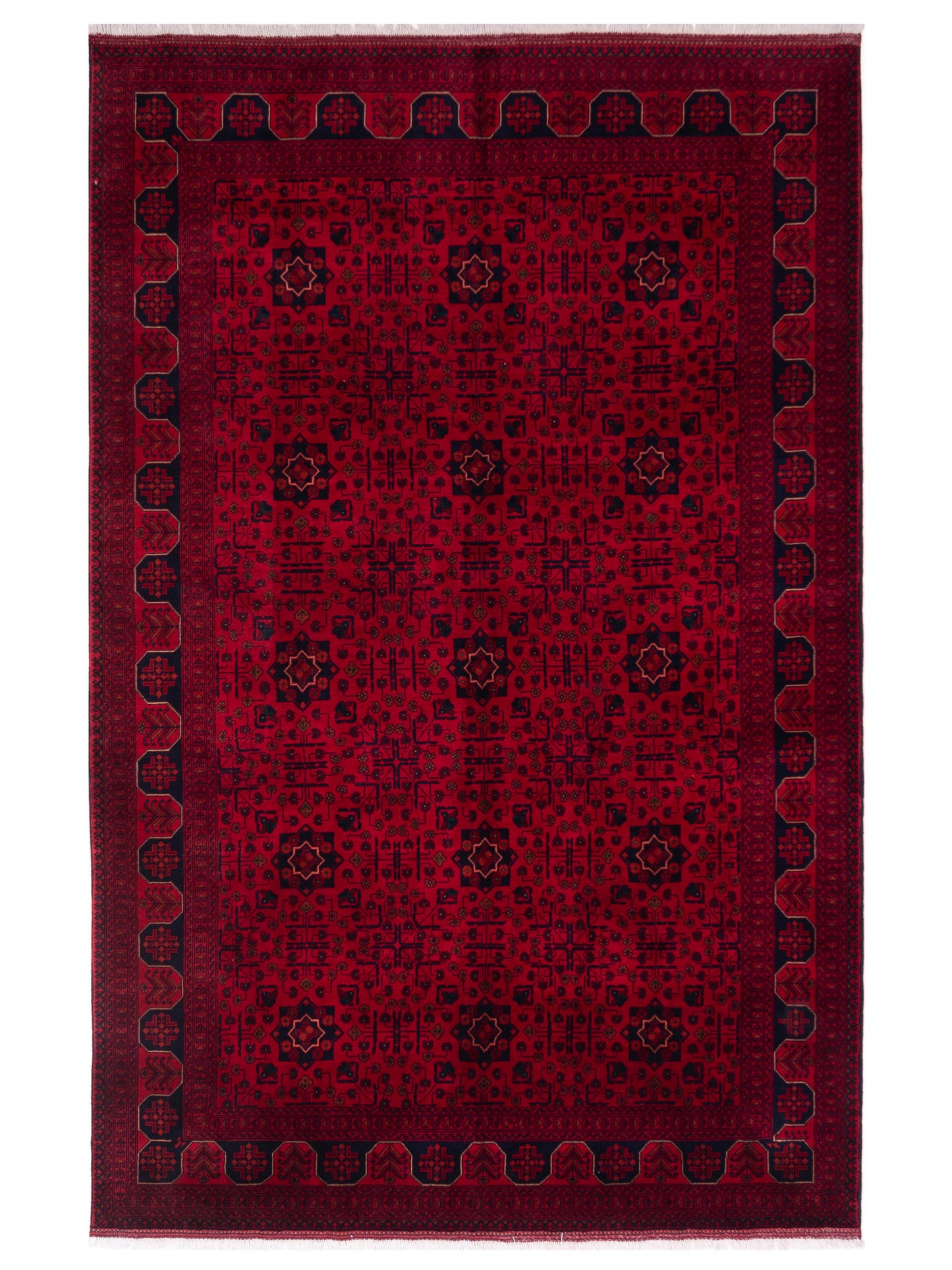 Nomad Afghan Belcik 152040 Red Tribal Hand Knotted Rug