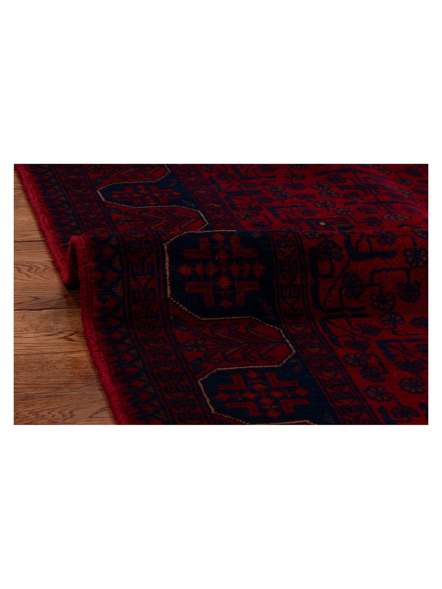 Nomad Afghan Belcik 152045 Red Navy Tribal Hand Knotted Rug