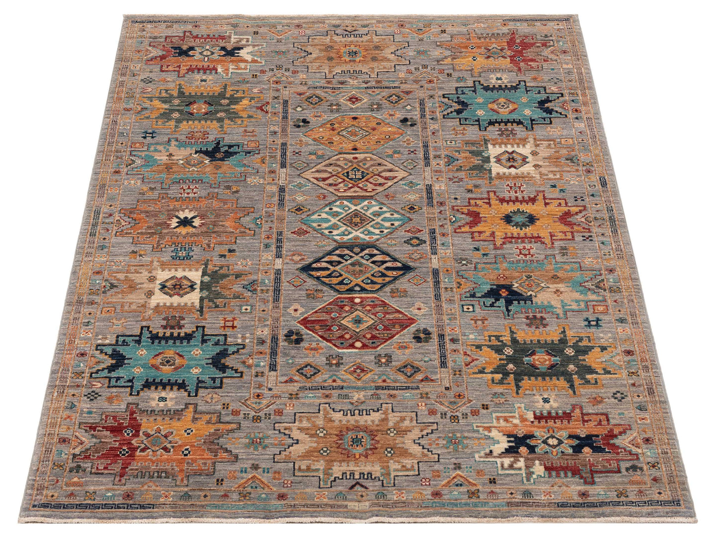 Nomad Super Kars 152169 Gray Gray Tribal Hand Knotted Rug