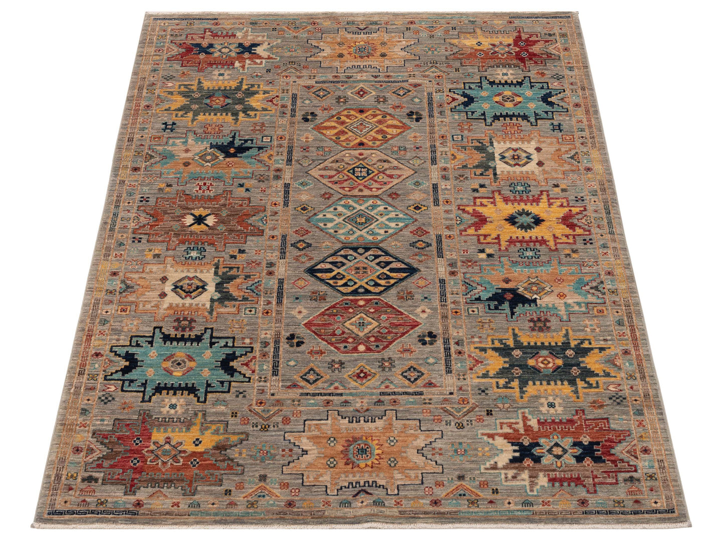 Nomad Super Kars 152180 Gray Gray Tribal Hand Knotted Rug - 5x7