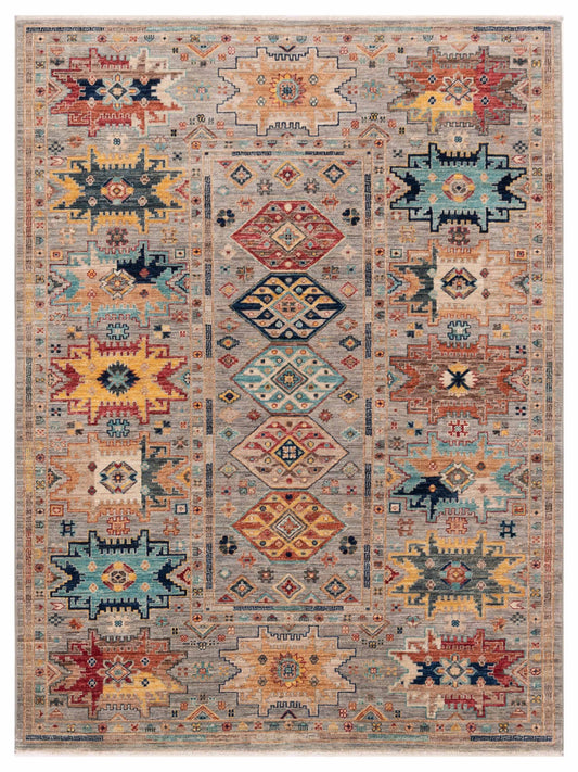 Nomad Super Kars 152180 Gray Tribal Hand Knotted Rug