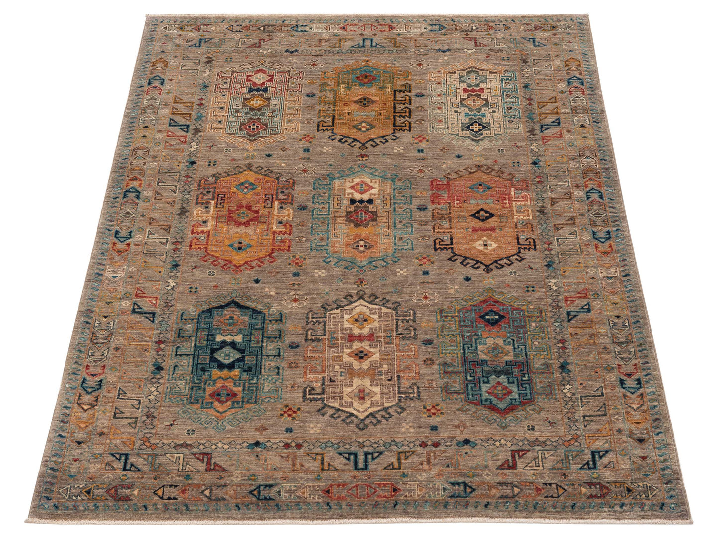 Nomad Super Kars 152191 Gray Gray Tribal Hand Knotted Rug