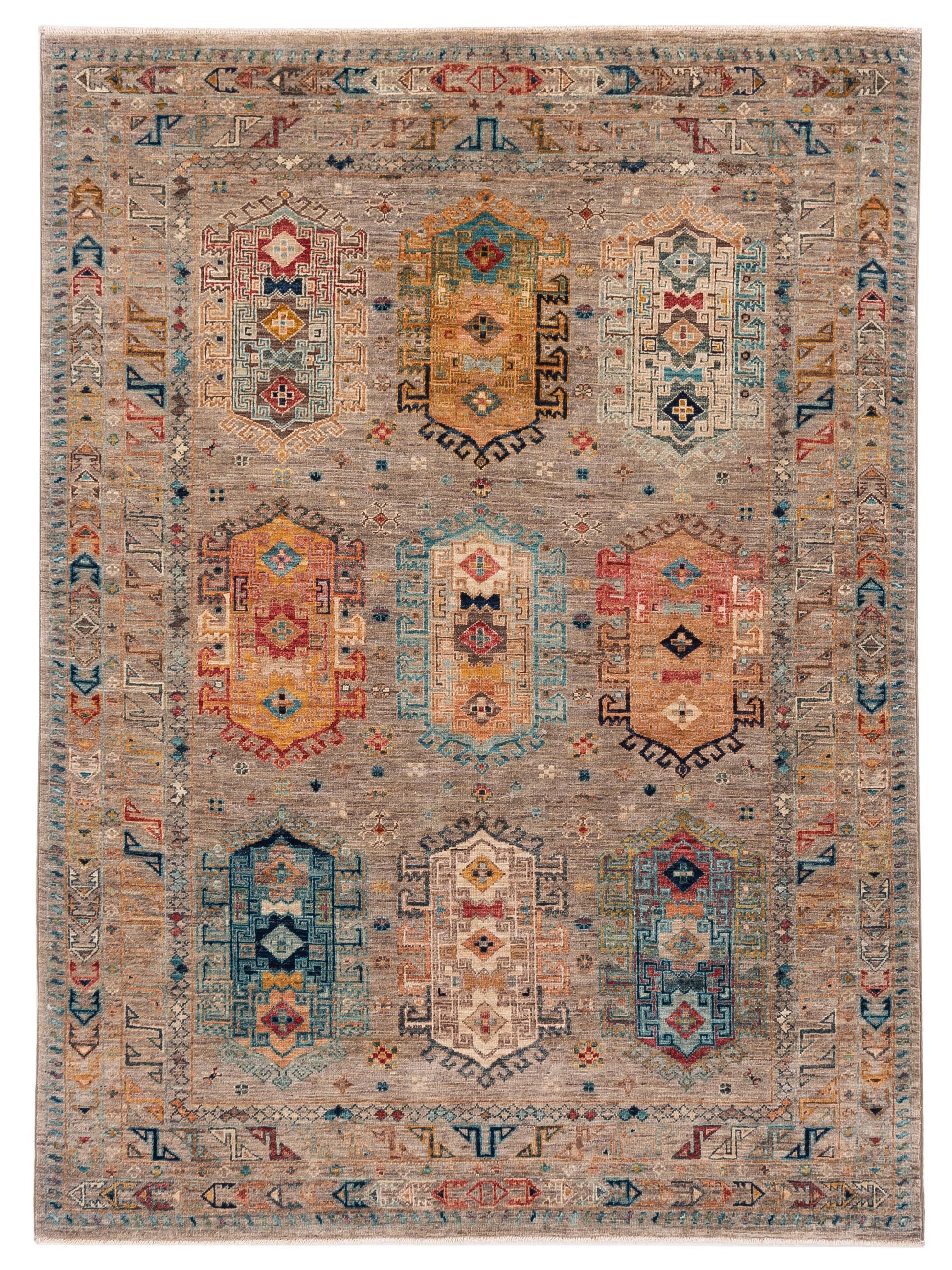 Nomad Super Kars 152191 Gray Tribal Hand Knotted Rug