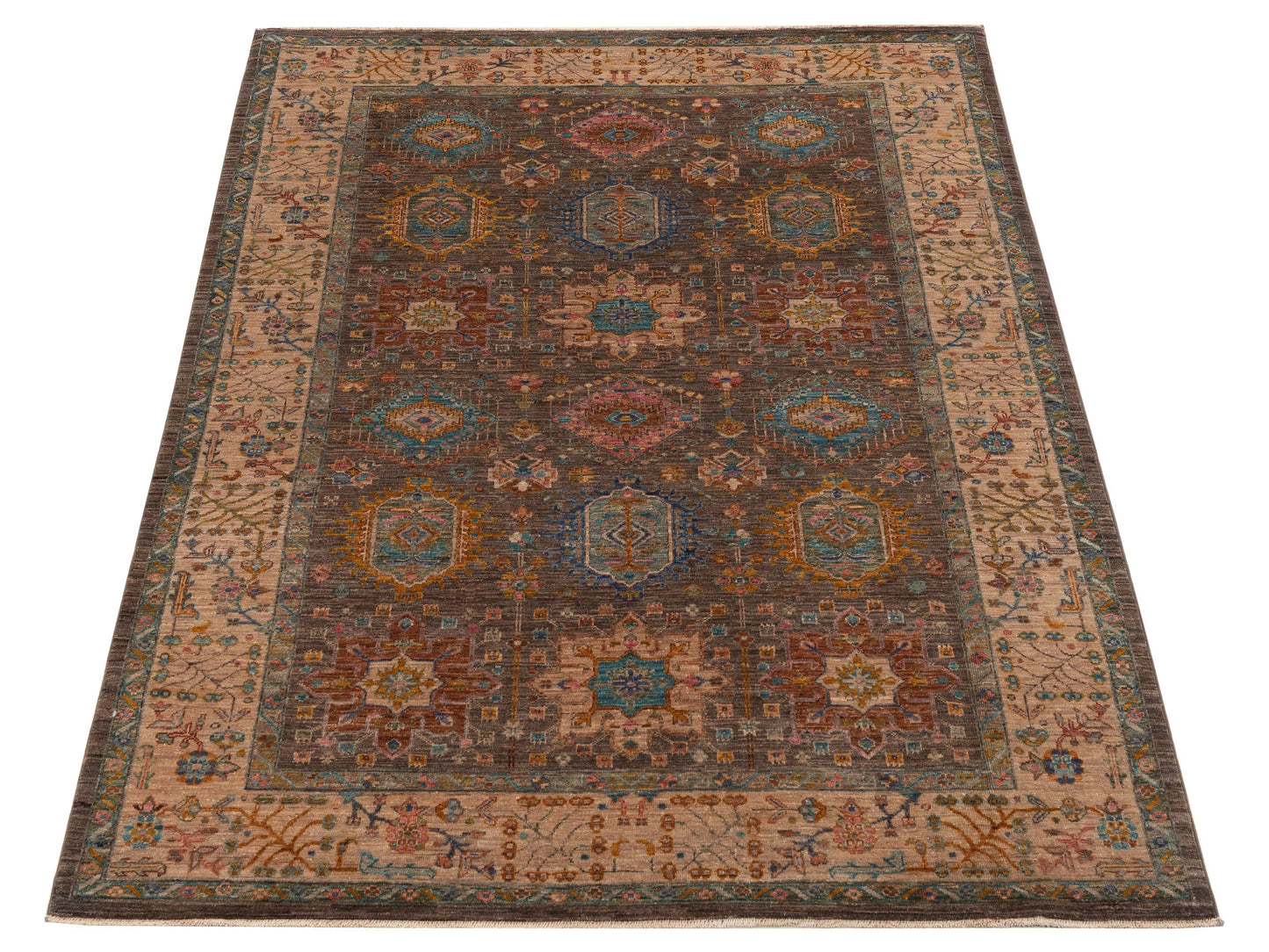 Nomad Super Kars 152242 Brown Ivory Tribal Hand Knotted Rug