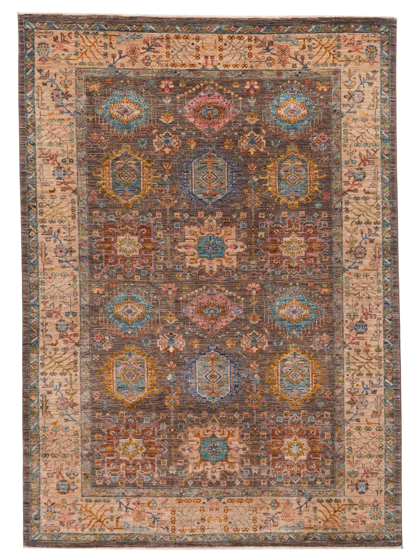 Nomad Super Kars 152242 Brown Tribal Hand Knotted Rug