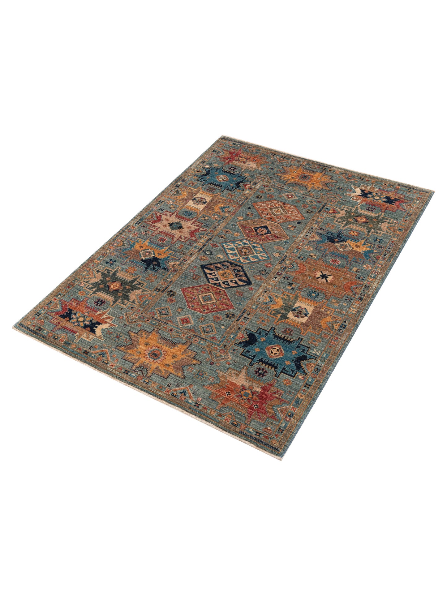 Nomad Super Kars 152248 Blue Blue Tribal Hand Knotted Rug