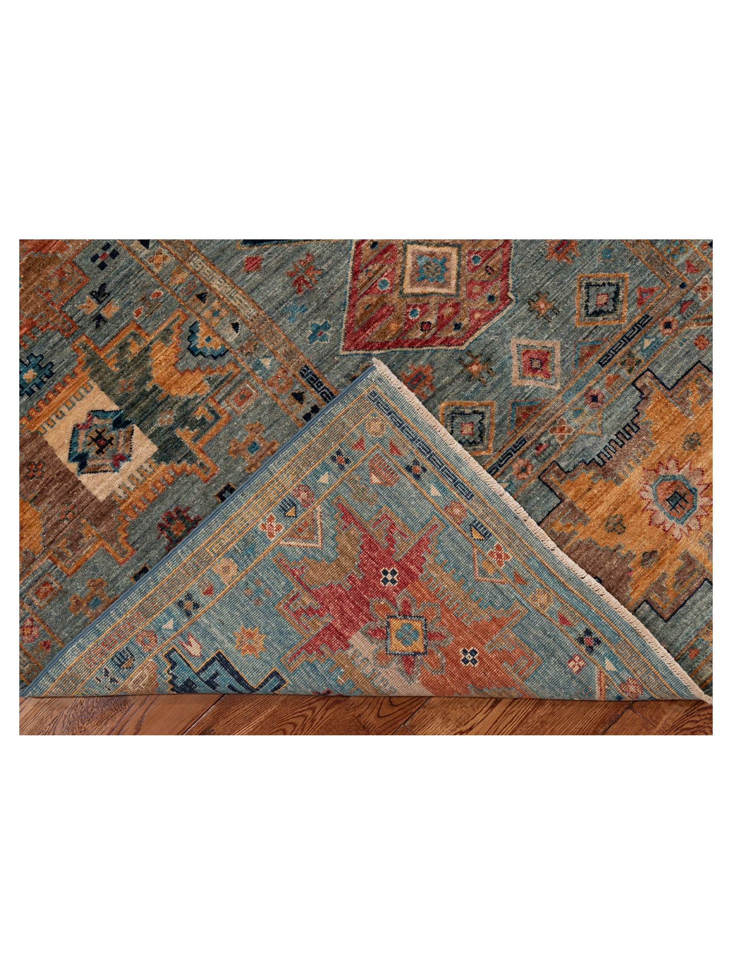 Nomad Super Kars 152248 Blue Blue Tribal Hand Knotted Rug