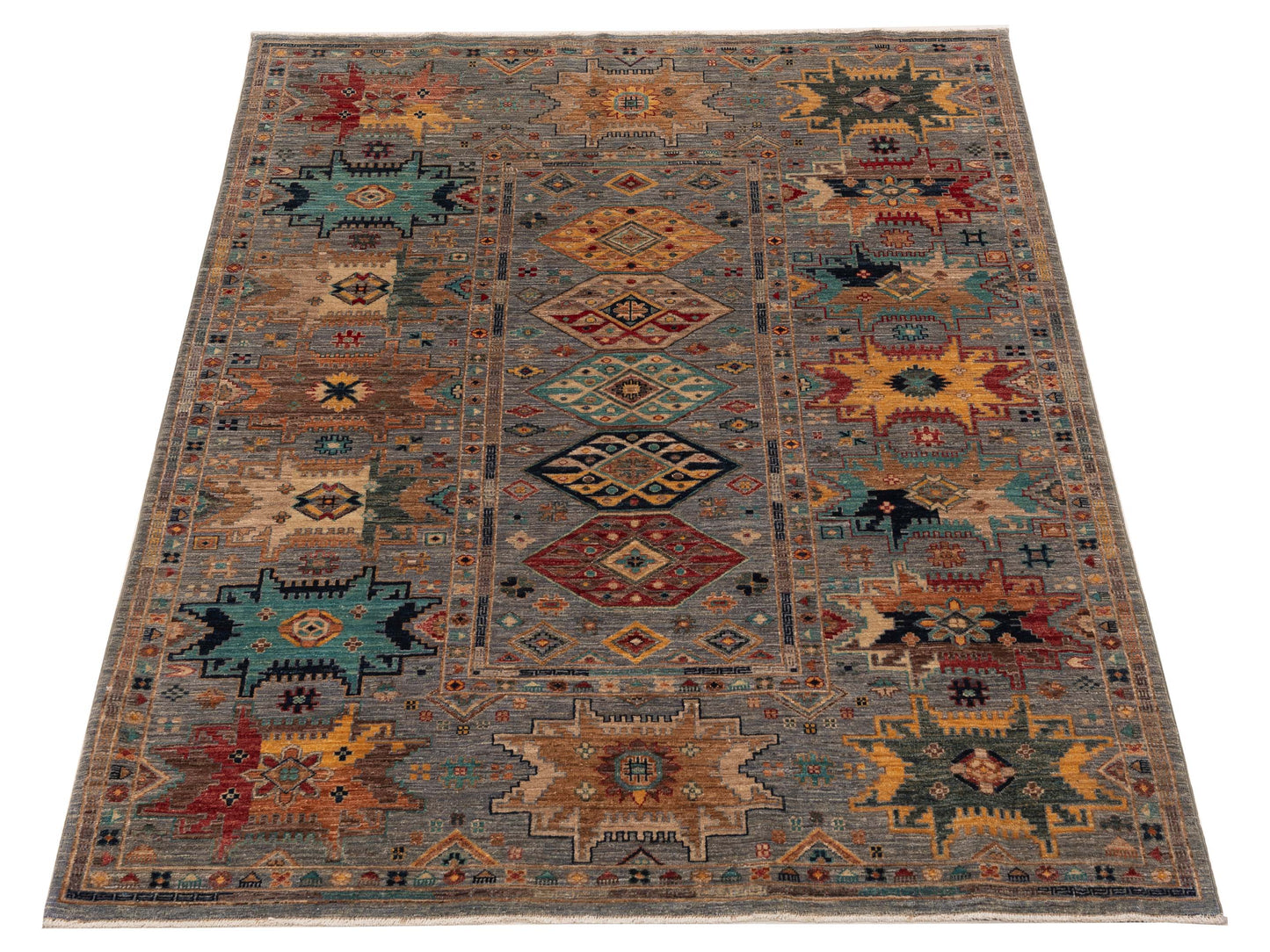 Nomad Super Kars 152258 Gray Gray Tribal Hand Knotted Rug - 6x7