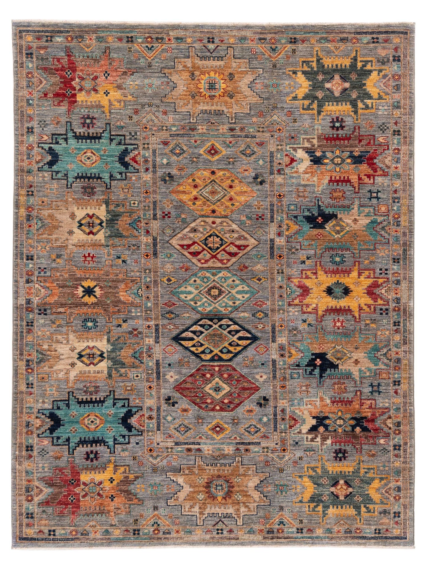 Nomad Super Kars 152258 Gray Tribal Hand Knotted Rug