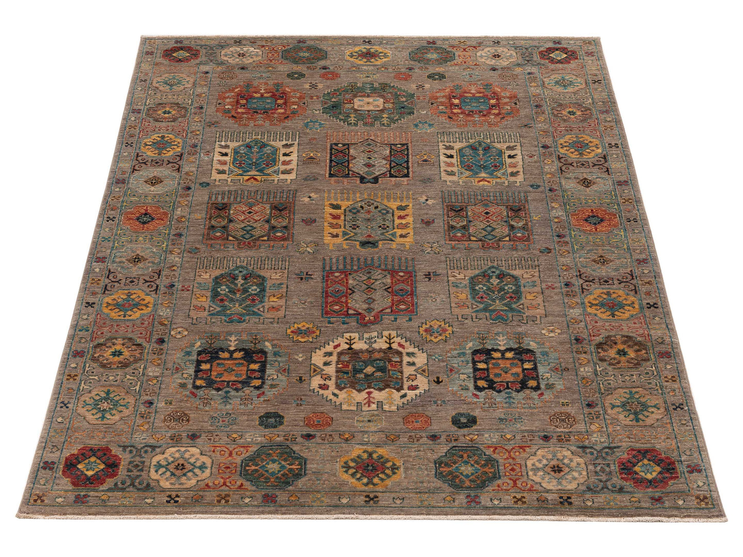 Nomad Super Kars 152263 Gray Gray Tribal Hand Knotted Rug