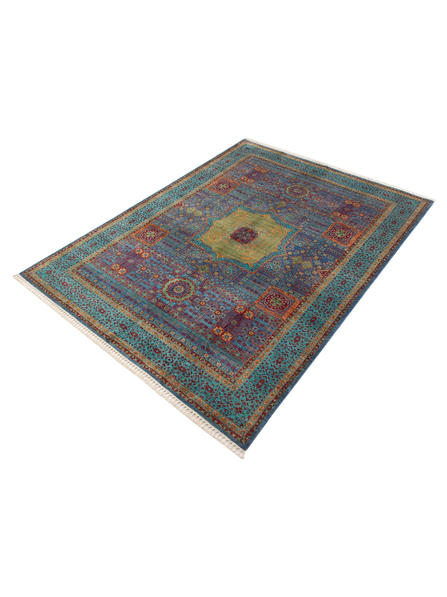 Nomad Super Mamluk 152281 Blue Turquoise Traditional Hand Knotted Rug