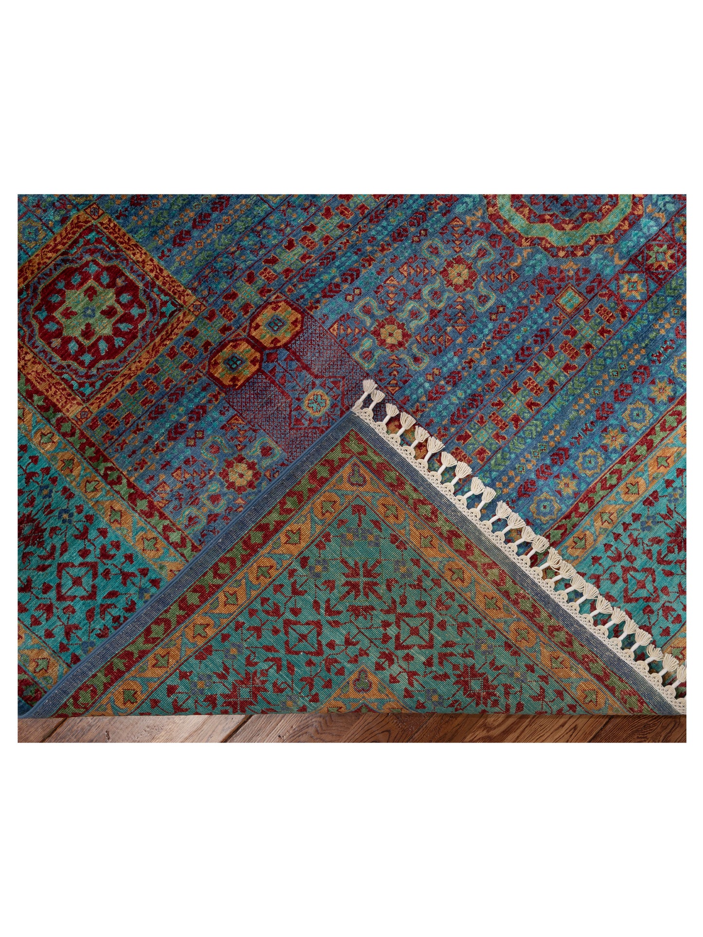 Nomad Super Mamluk 152281 Blue Turquoise Traditional Hand Knotted Rug