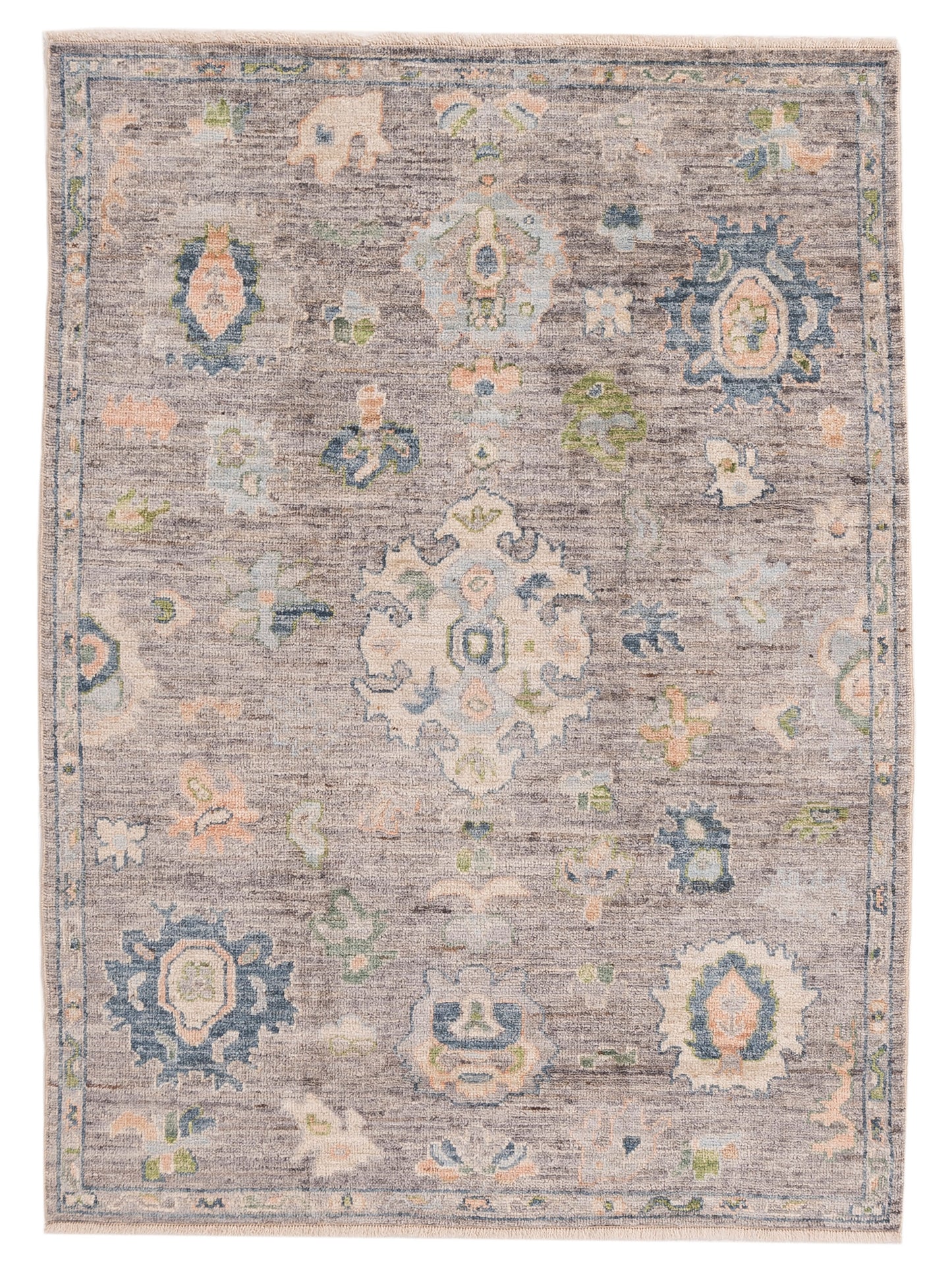 Authentic Angora Oushak Bade Gray Traditional Hand Knotted Rug