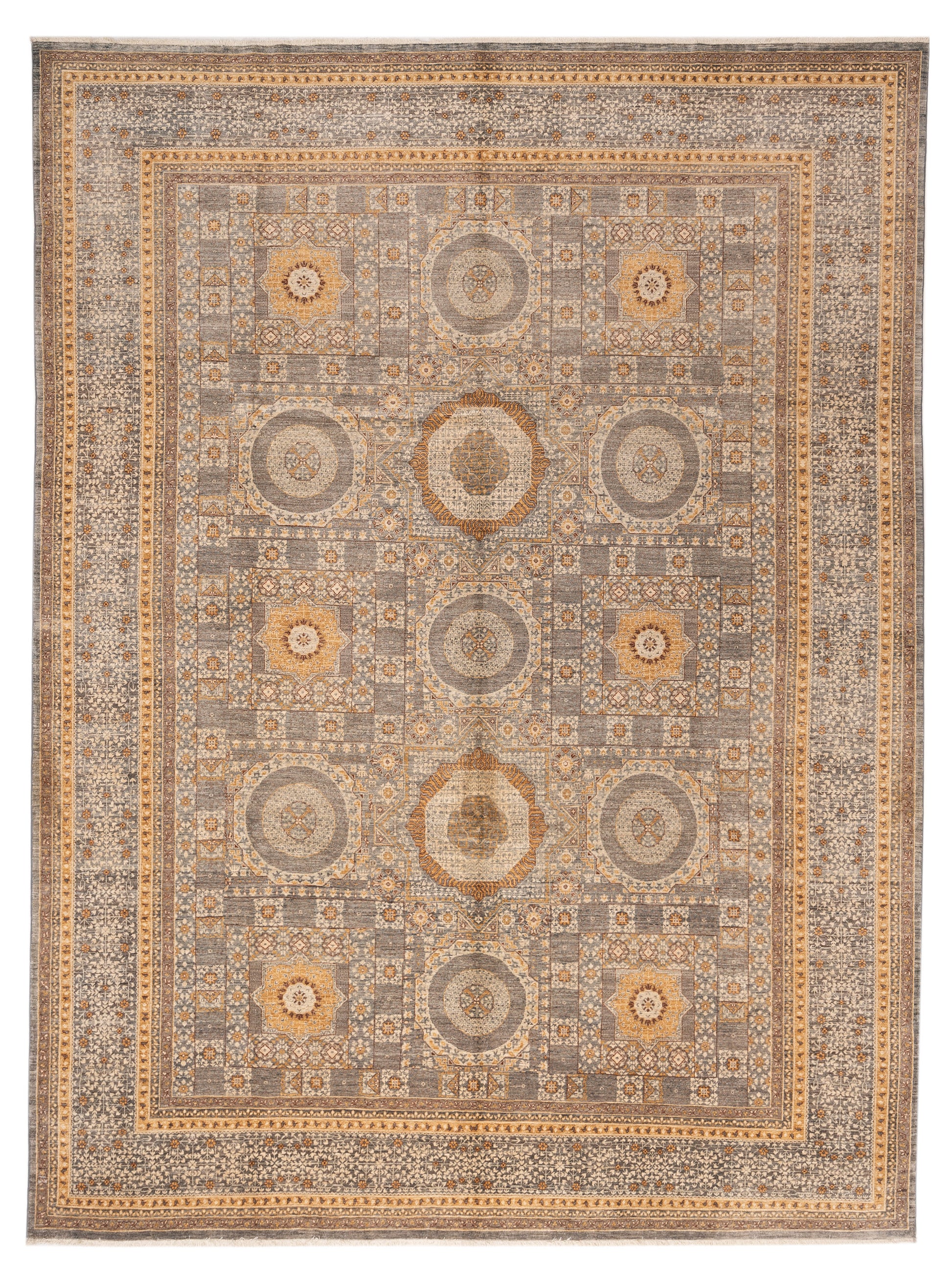 Nomad Super Mamluk 152763 Gray Geometric Hand Knotted Rug