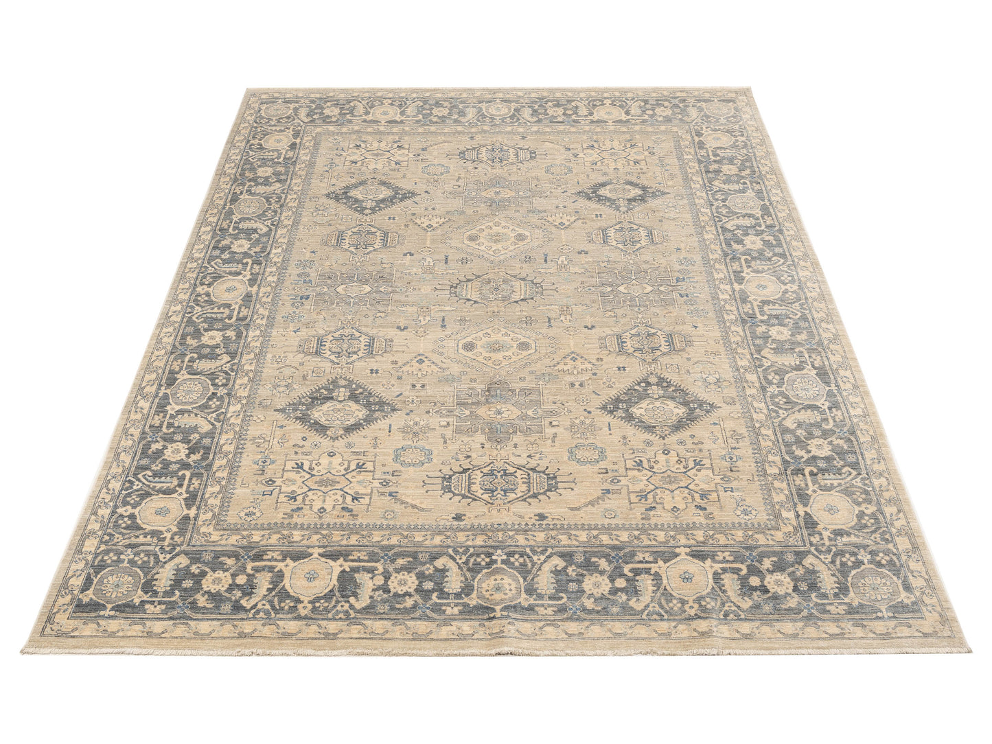 Nomad Mamluk 152784 Silver Gray Transitional Hand Knotted Rug