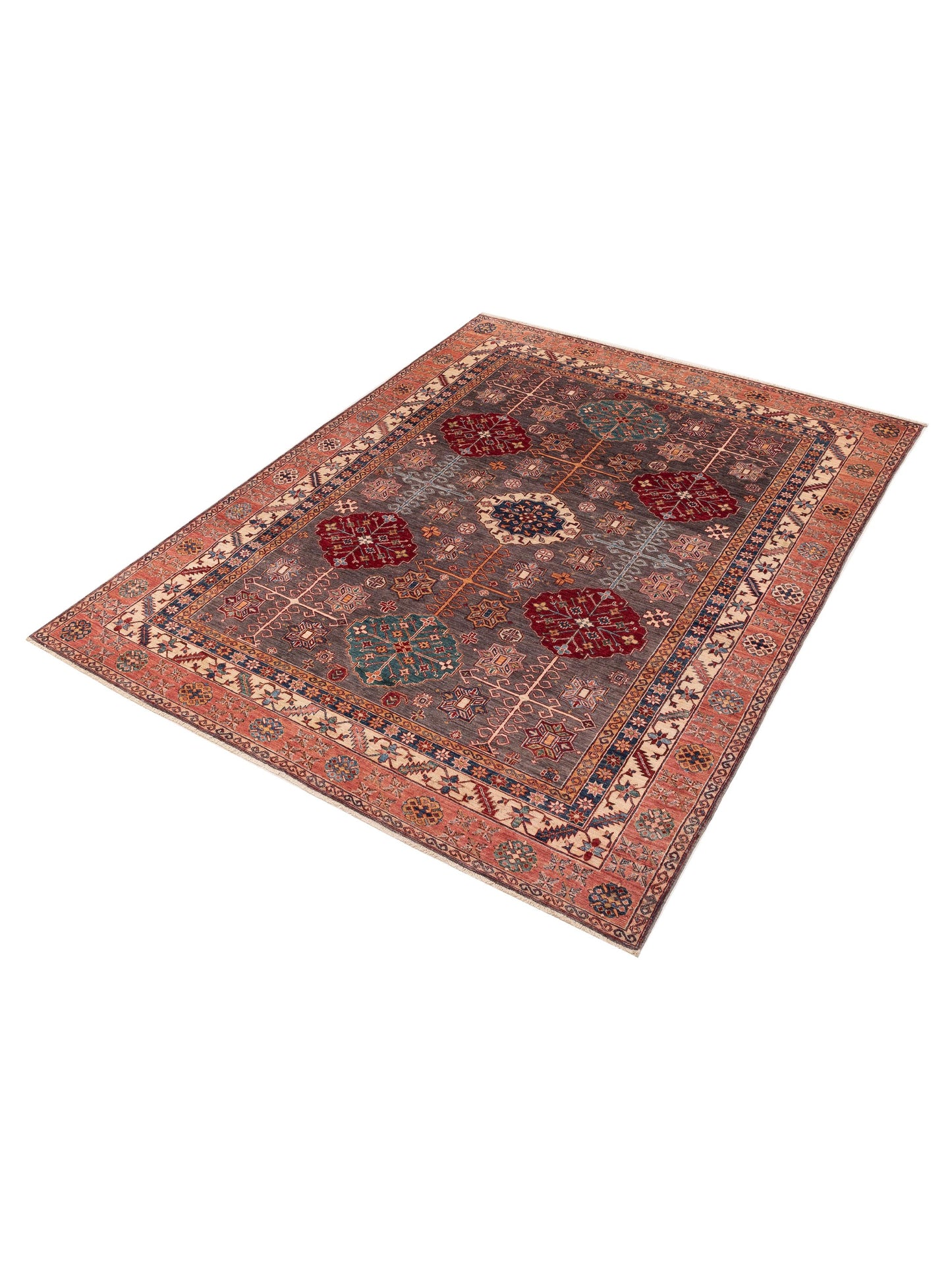 Nomad Kars 152844 Brown Pink Tribal Hand Knotted Rug