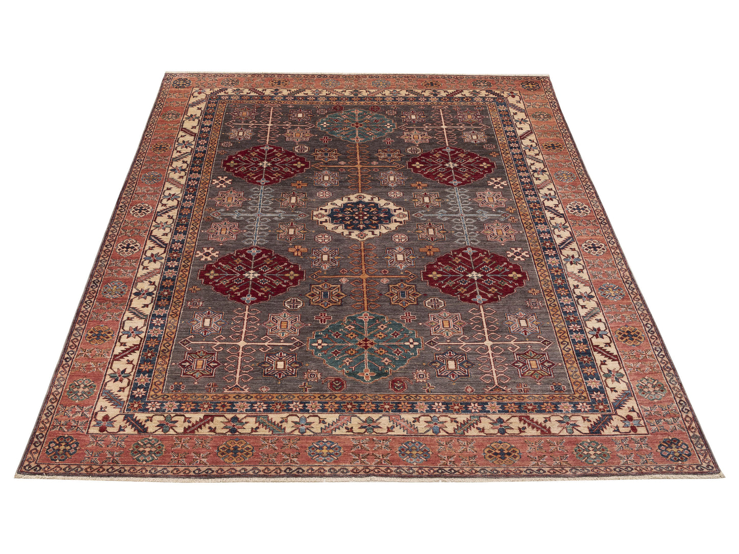 Nomad Kars 152844 Brown Pink Tribal Hand Knotted Rug