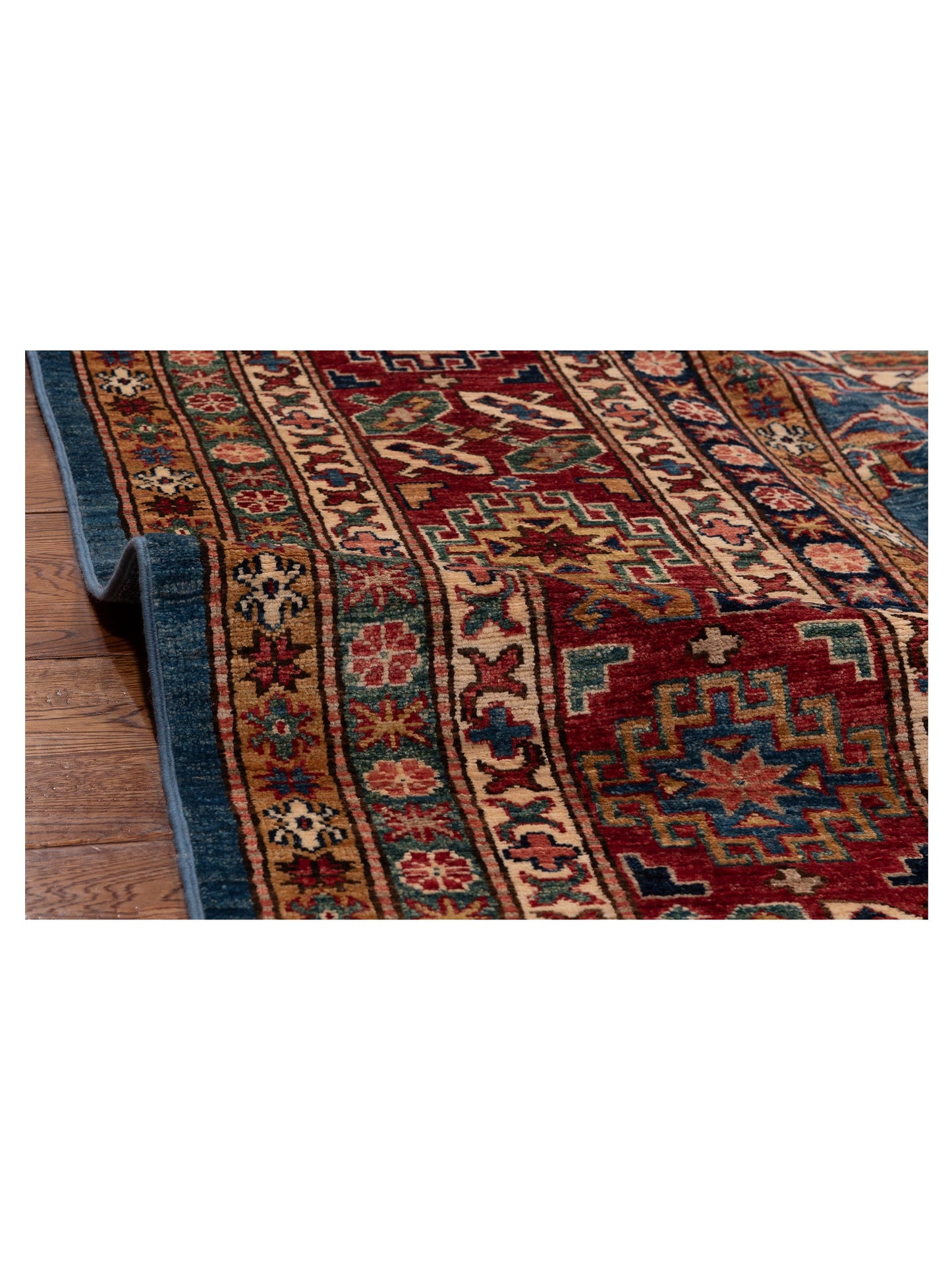 Nomad Kars 152857 Blue Red Tribal Hand Knotted Rug