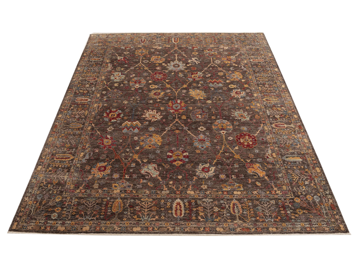 Pasha Elvan Suna Brown Brown Transitional Hand Knotted Rug - 9x12