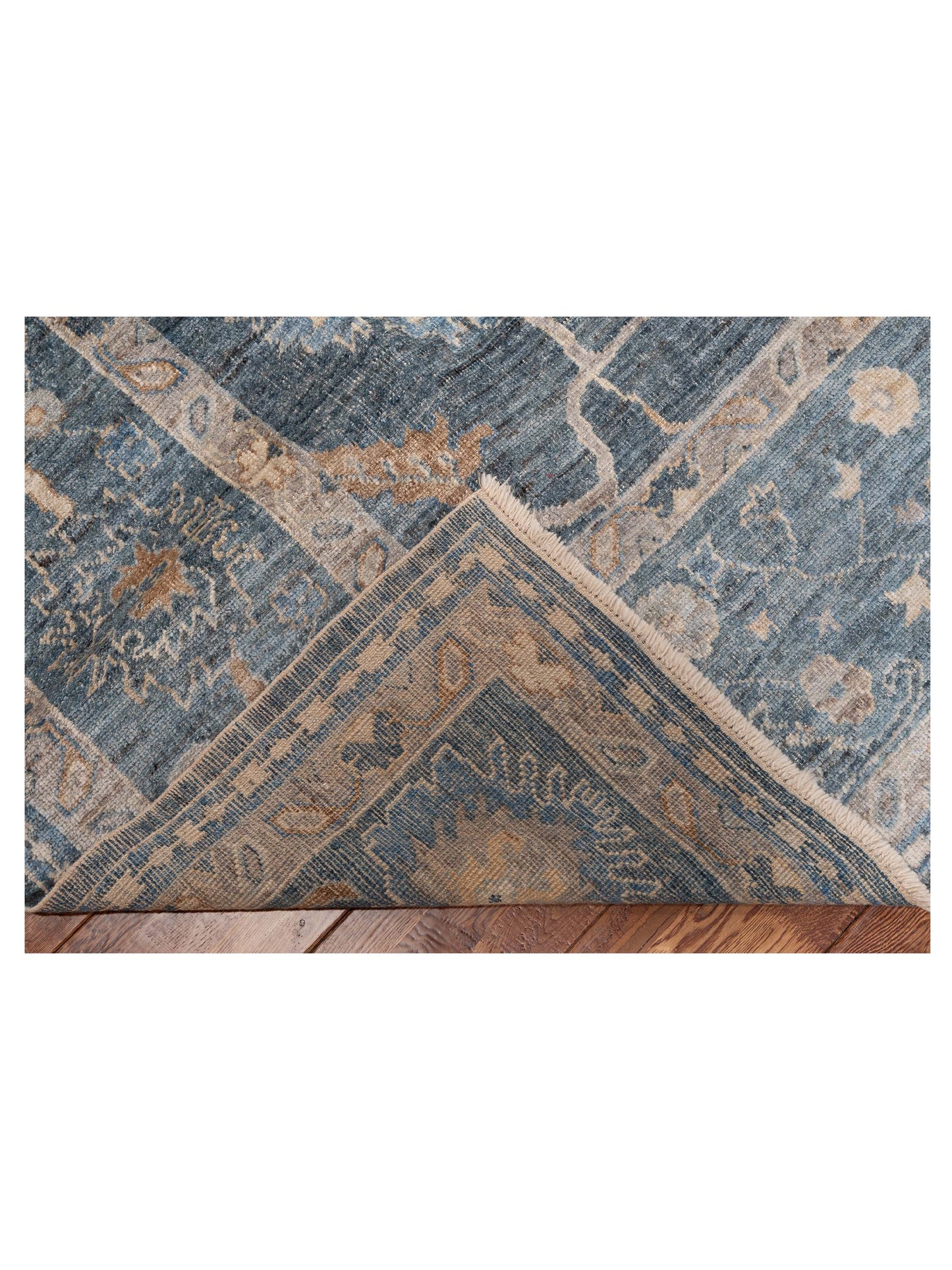 Authentic Angora Oushak Muge Blue Dark Blue Traditional Hand Knotted Rug