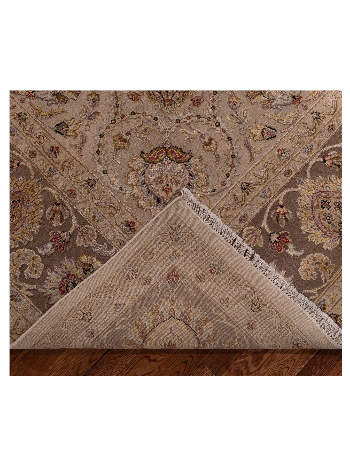 Rajpur Imperial Silk 153359 Ivory Brown Traditional Hand Knotted Rug