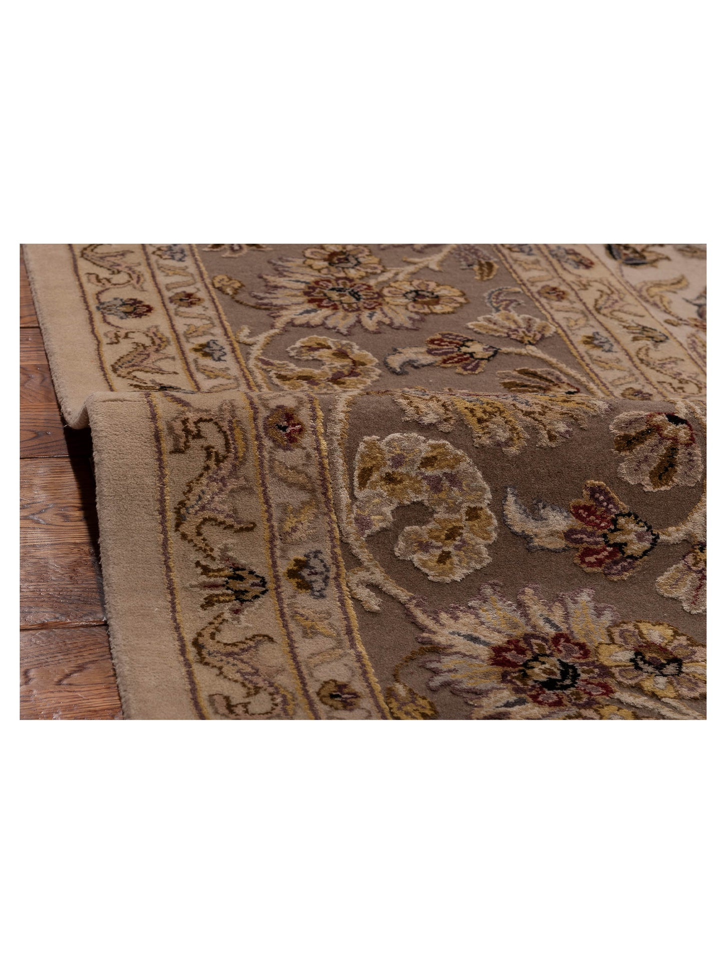 Rajpur Imperial Silk 153359 Ivory Brown Traditional Hand Knotted Rug