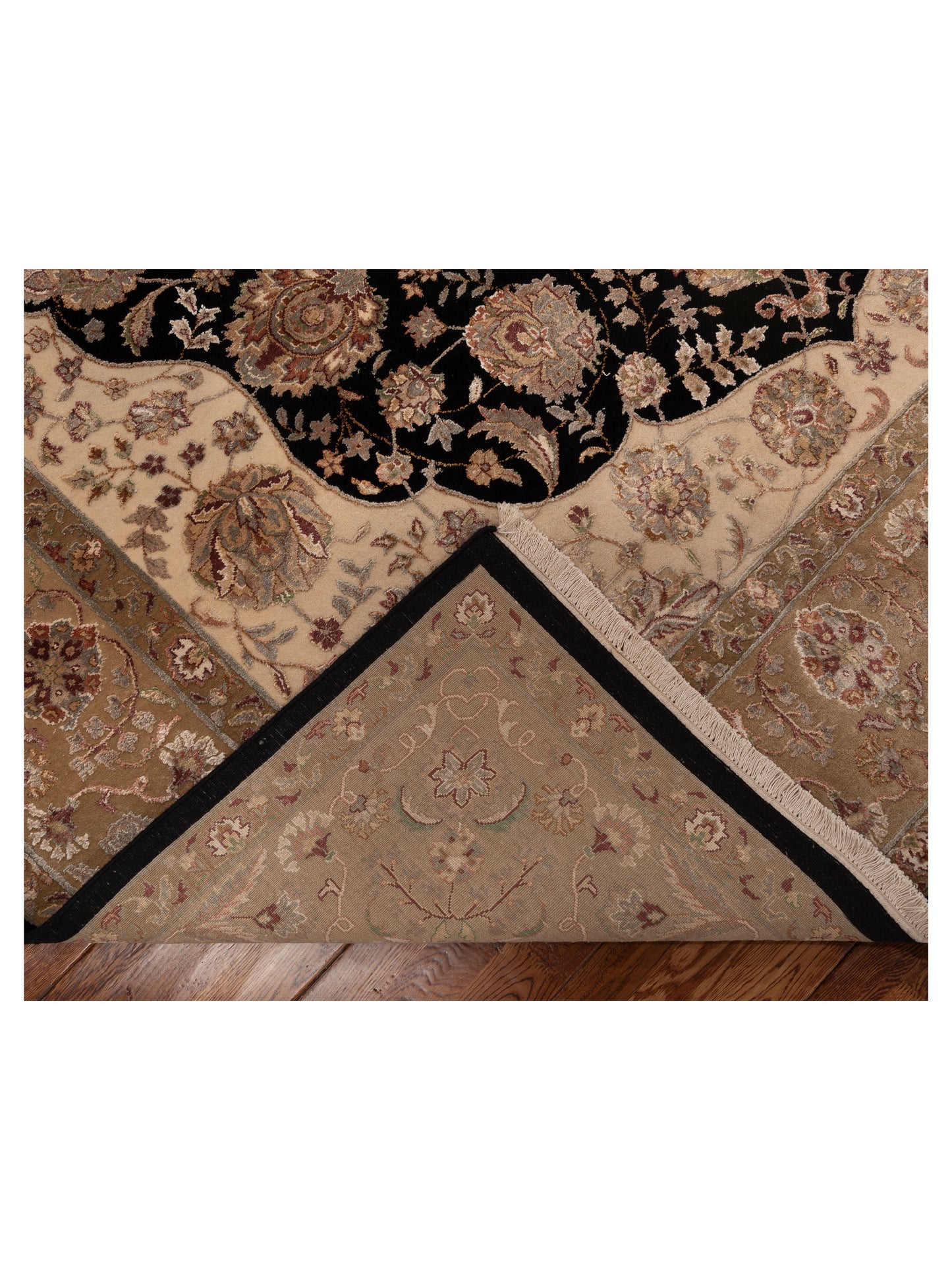 Rajpur Imperial Silk 153373 Black Gold Traditional Hand Knotted Rug