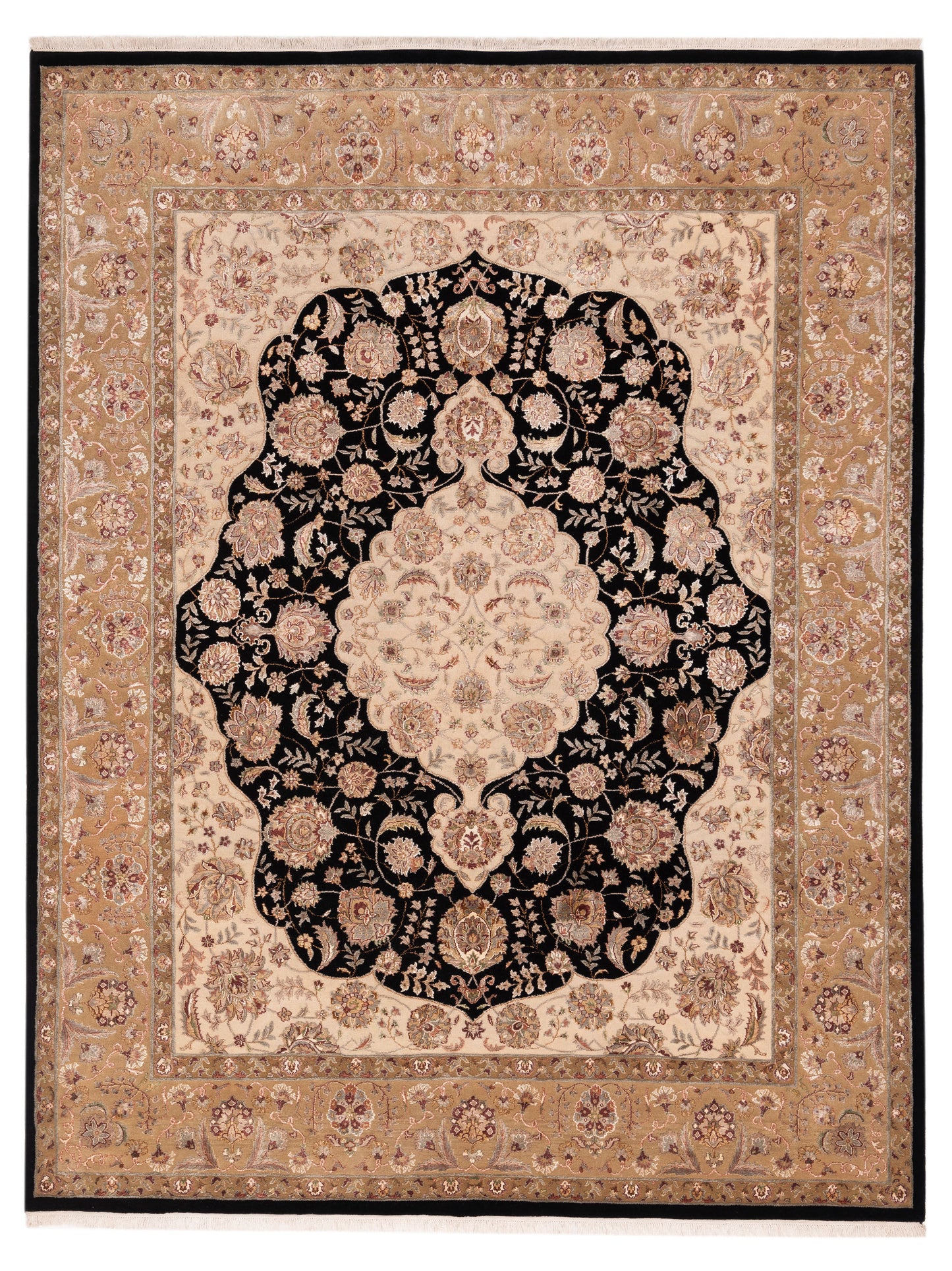 Rajpur Imperial Silk 153373 Black Traditional Hand Knotted Rug