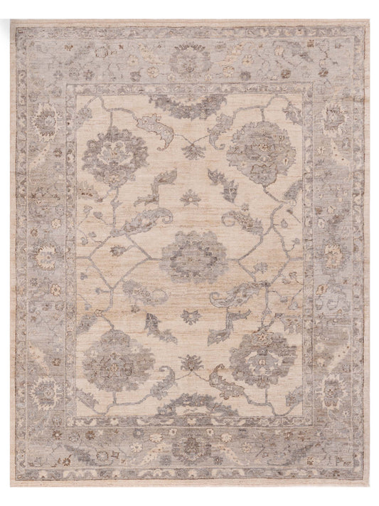 Authentic Angora Oushak Muge Ivory Traditional Hand Knotted Rug