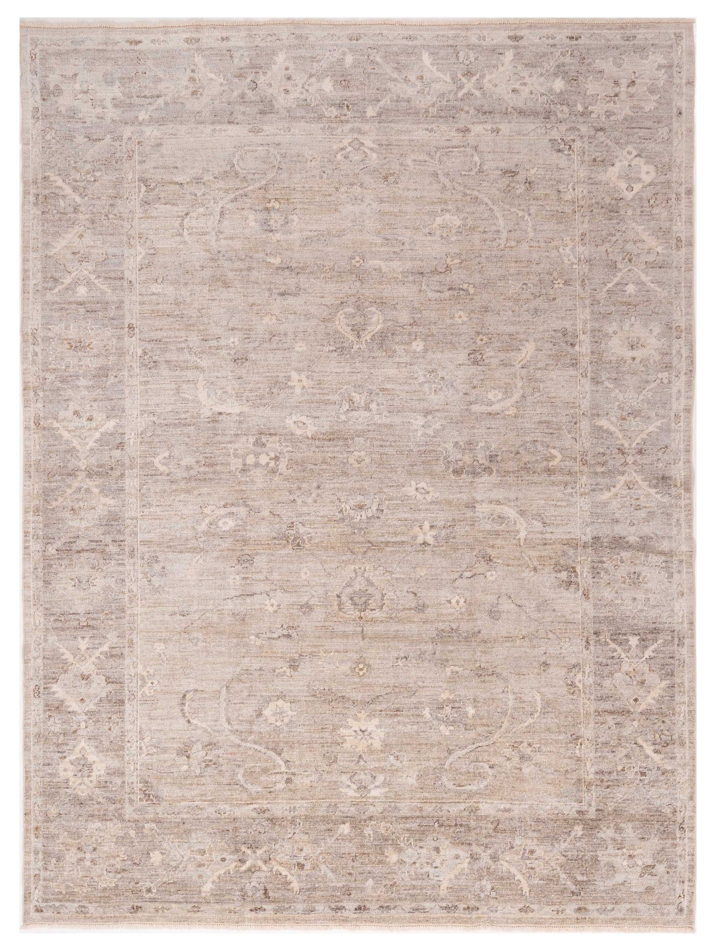 Authentic Angora Oushak Bade Silver Traditional Hand Knotted Rug