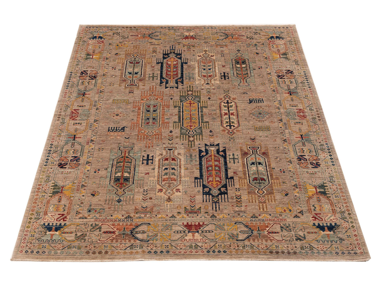 Nomad Super Kars 153564 Silver Silver Tribal Hand Knotted Rug