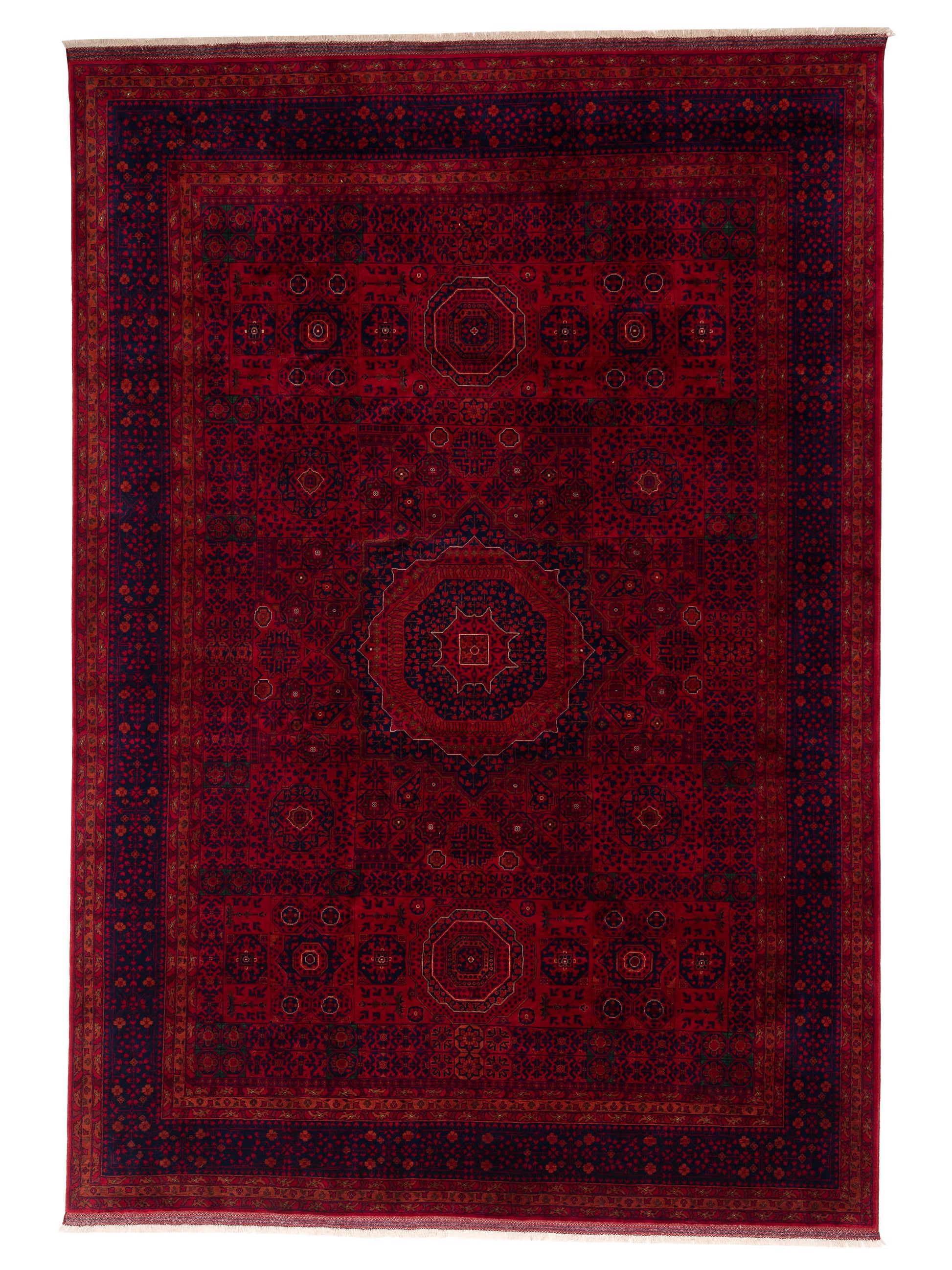 Nomad Afghan Belcik 153574 Red Tribal Hand Knotted Rug