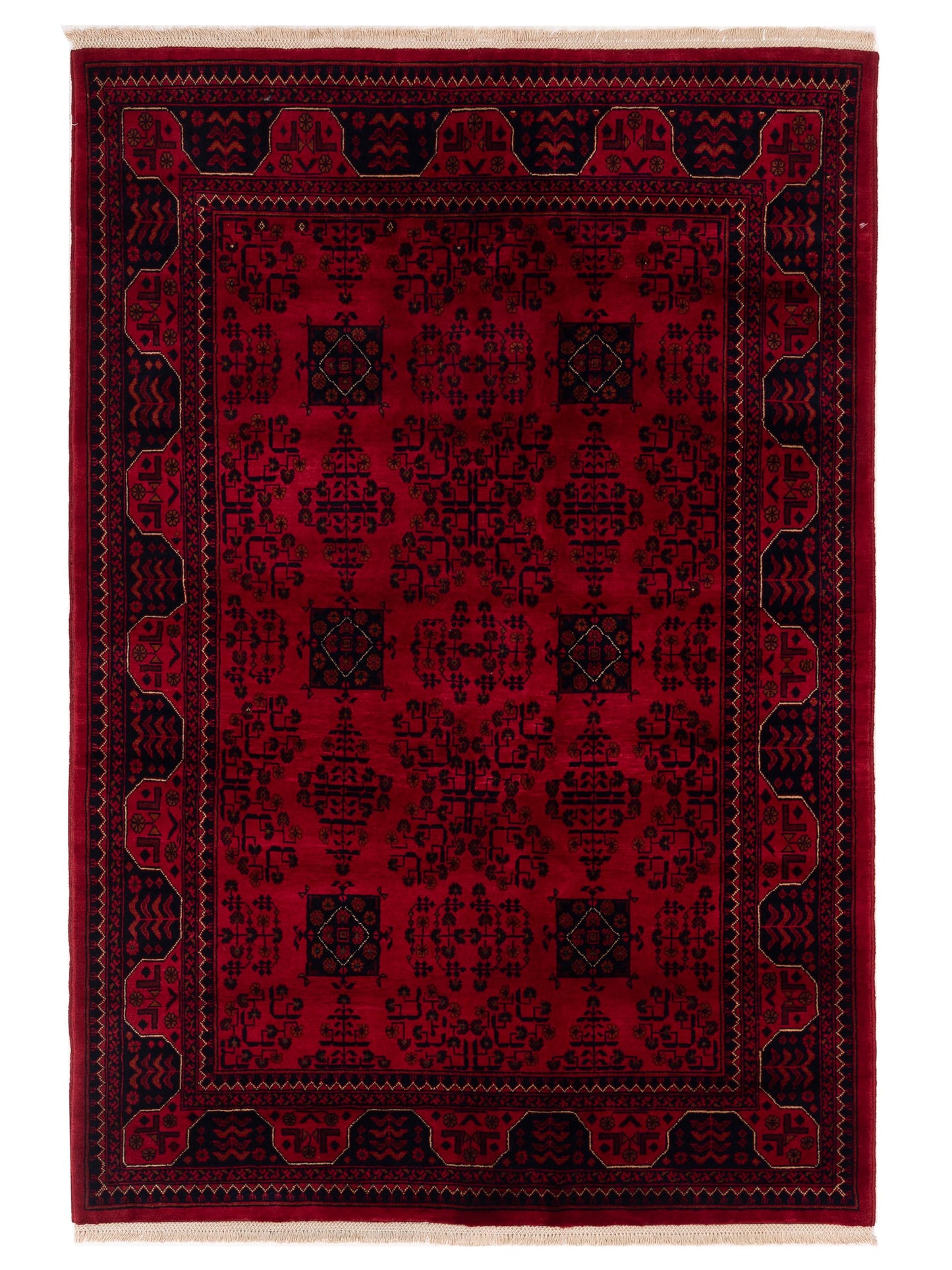 Nomad Afghan Belcik 153586 Red Tribal Hand Knotted Rug