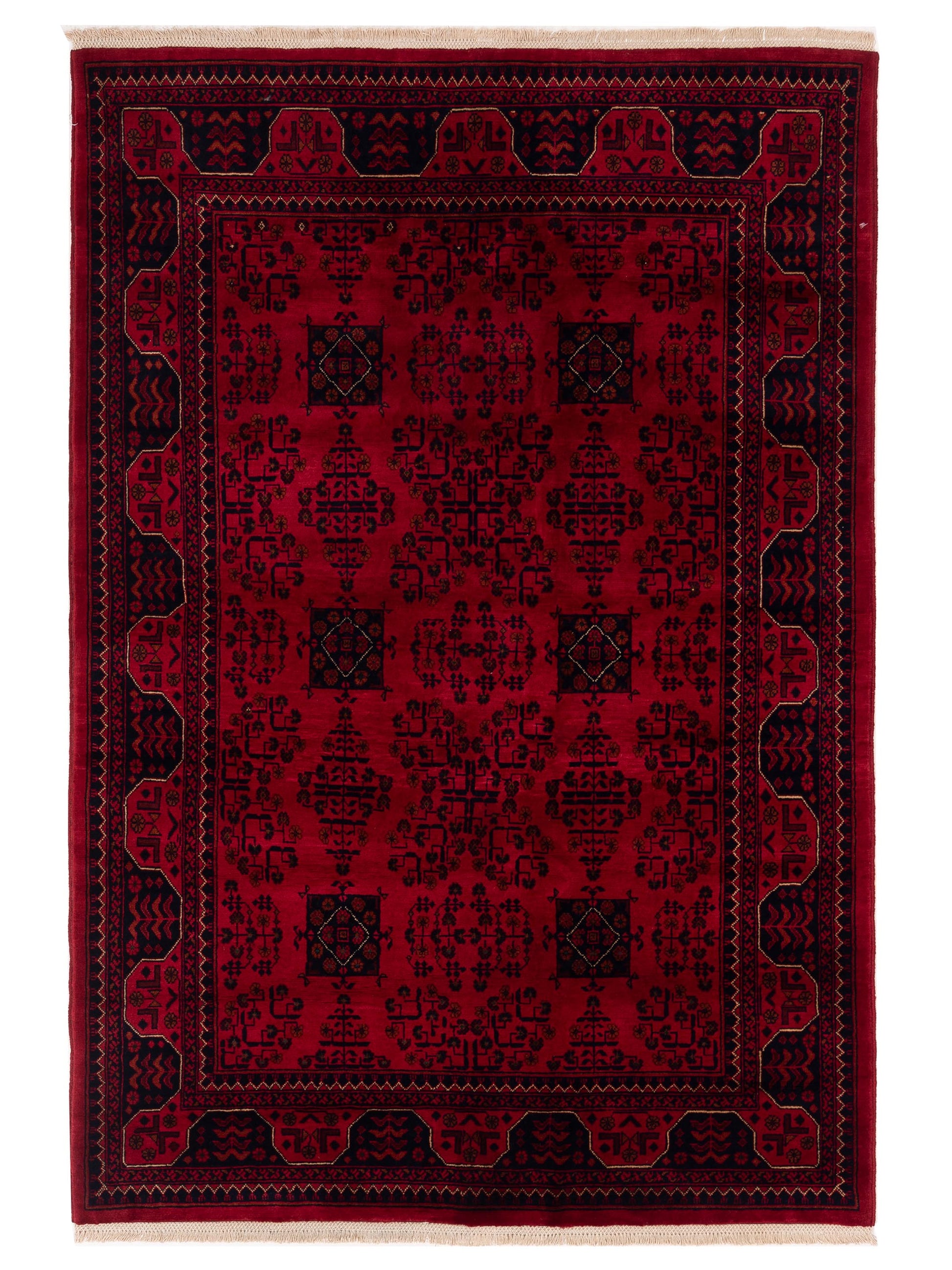 Nomad Afghan Belcik 153586 Red Tribal Hand Knotted Rug