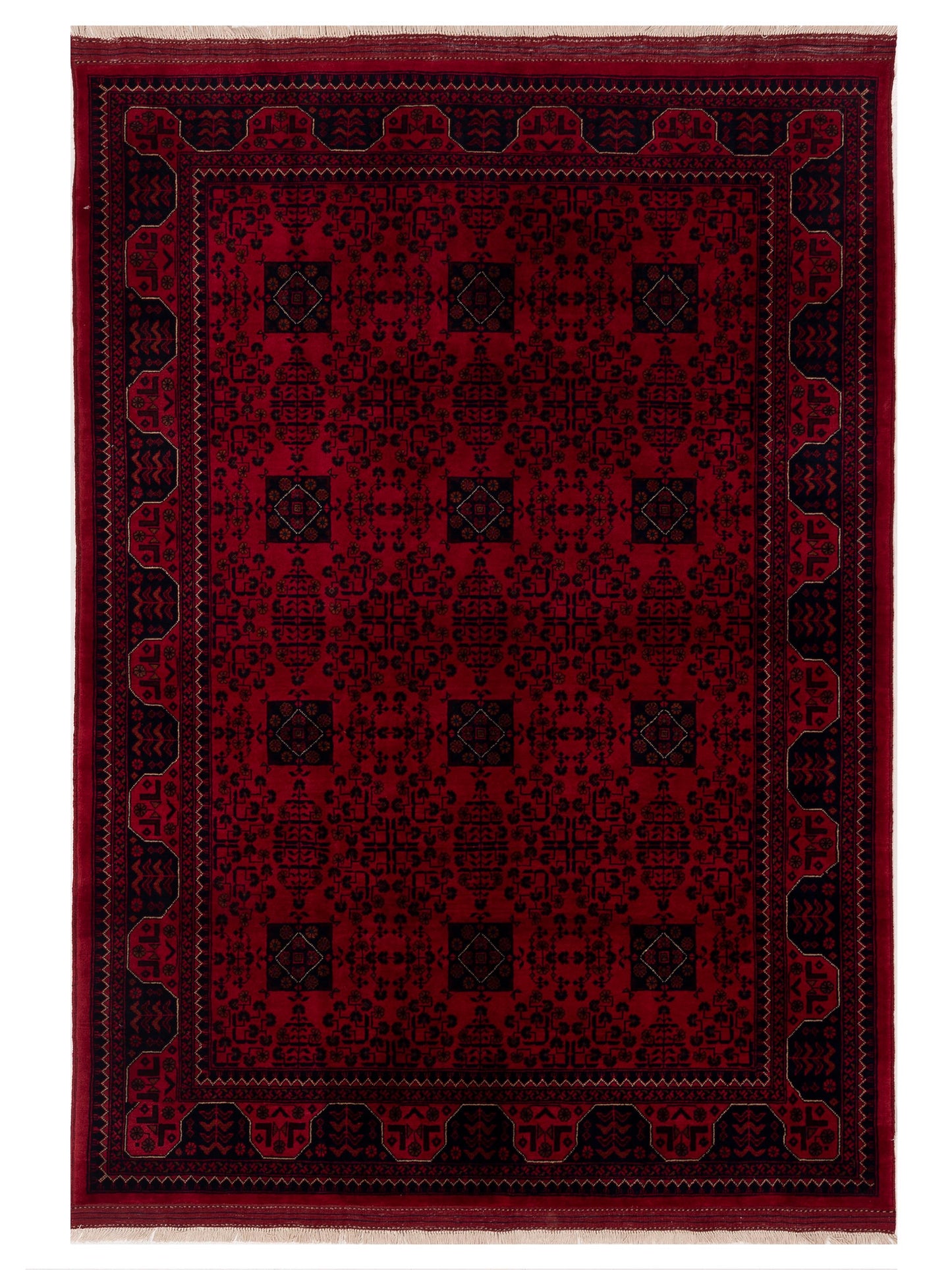 Nomad Afghan Belcik 153587 Red Tribal Hand Knotted Rug