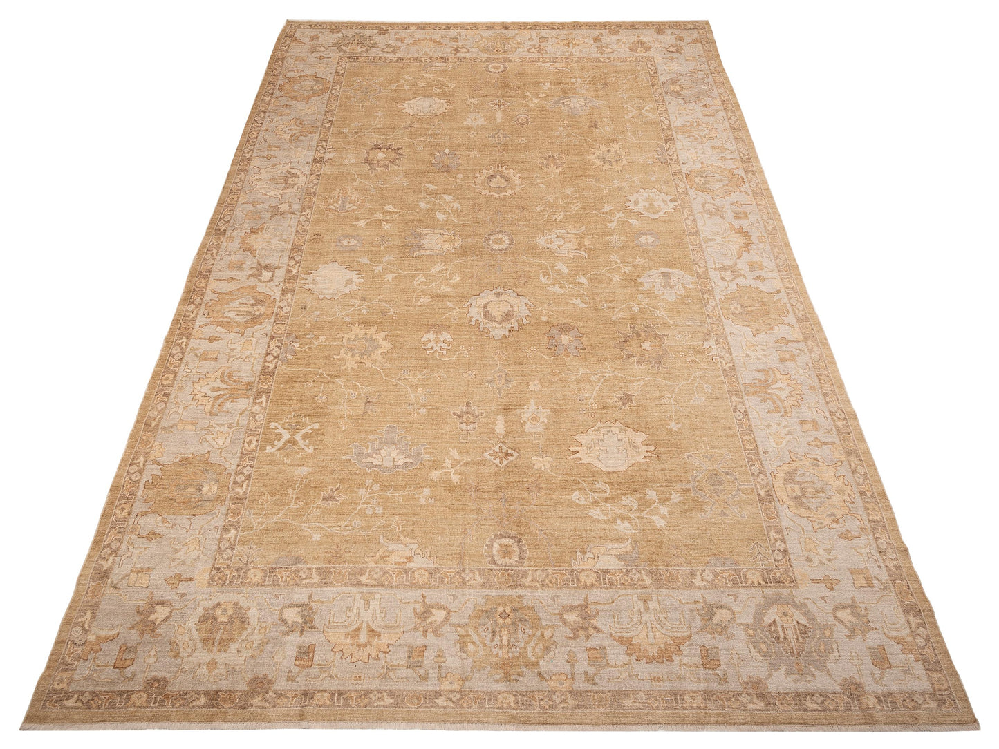 Authentic Angora Oushak Alya Gold Silver Traditional Hand Knotted Rug