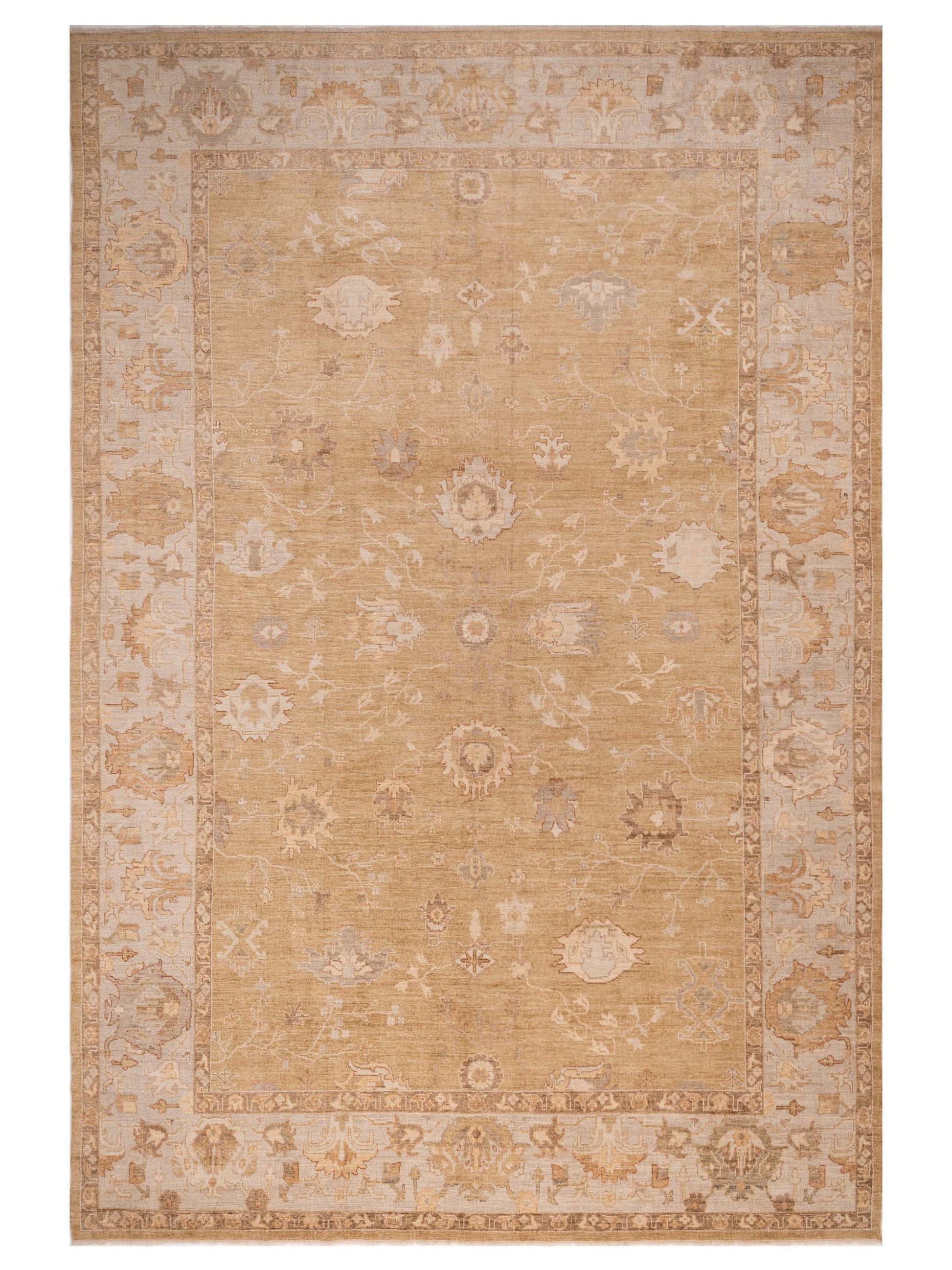 Authentic Angora Oushak Alya Gold Traditional Hand Knotted Rug