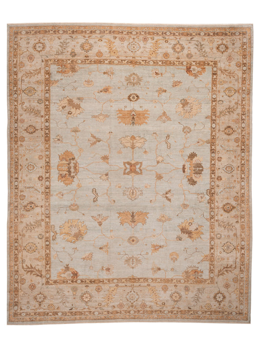 Authentic Angora Oushak Sezen Blue Traditional Hand Knotted Rug