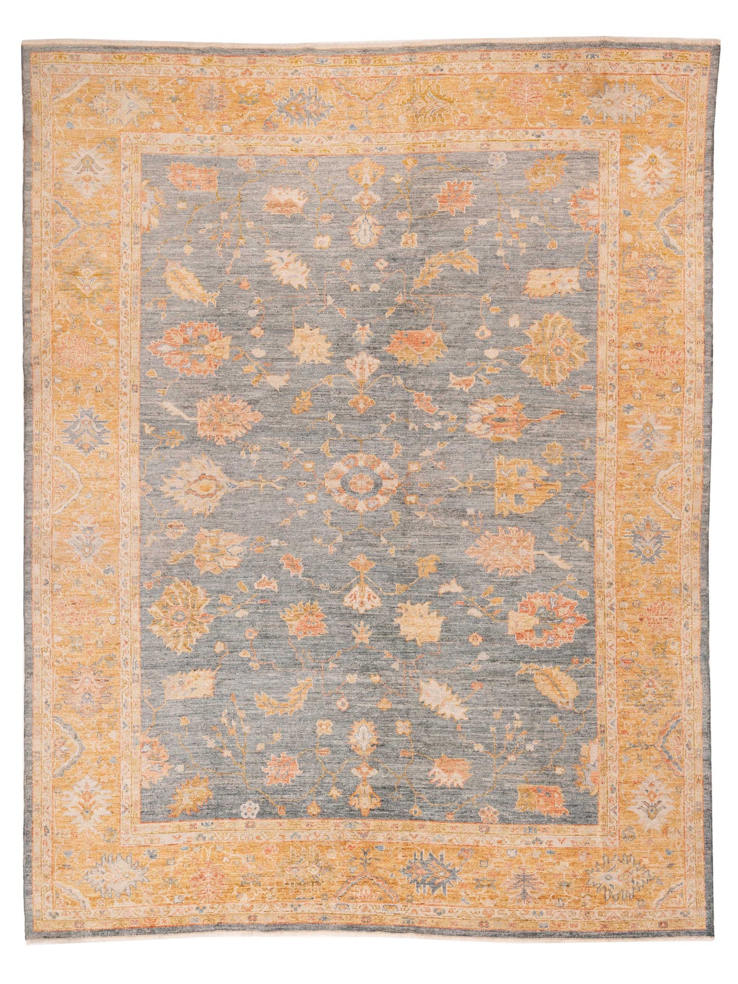 Authentic Angora Oushak Seyyal Blue Traditional Hand Knotted Rug