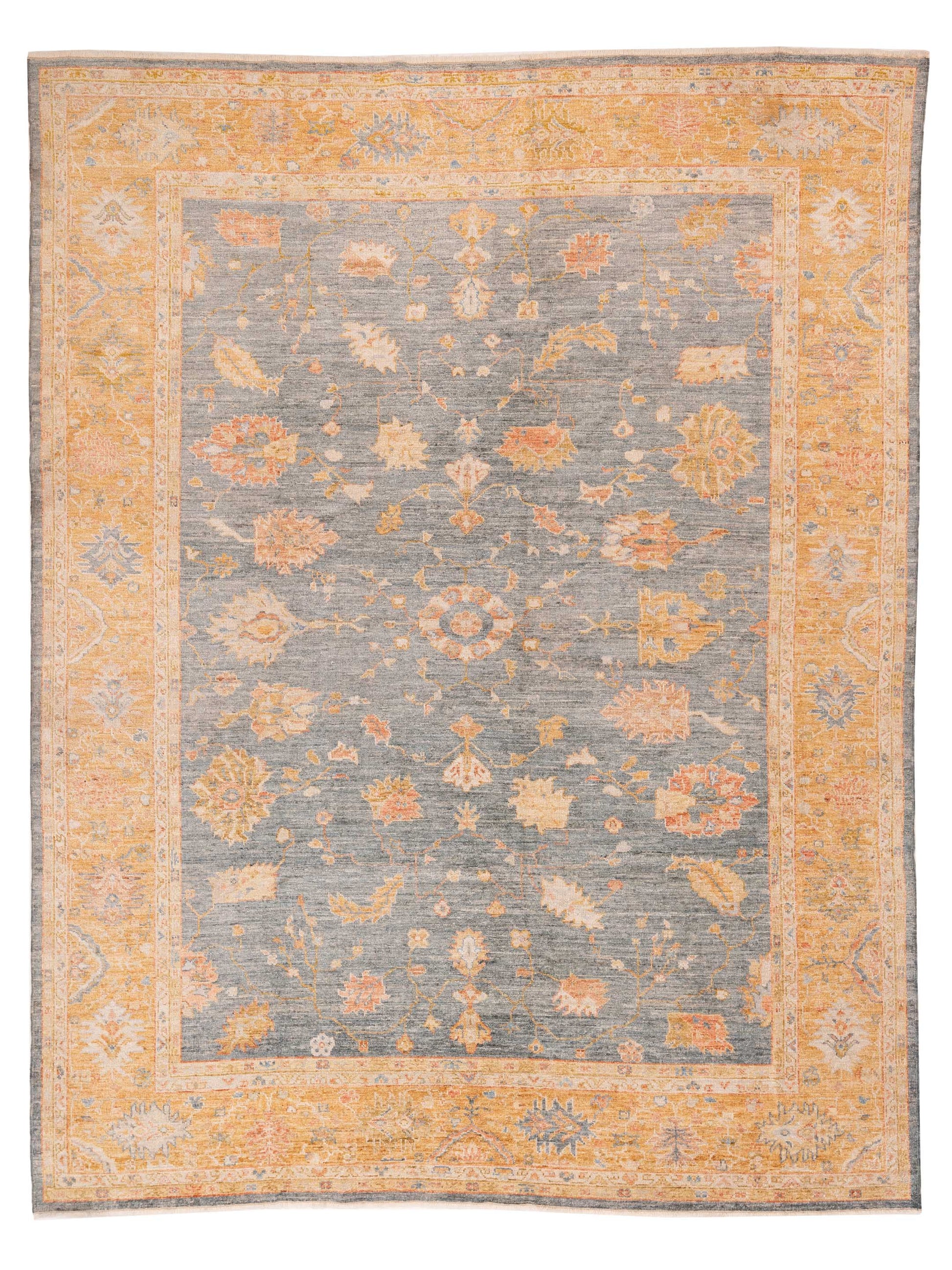 Authentic Angora Oushak Seyyal Blue Traditional Hand Knotted Rug