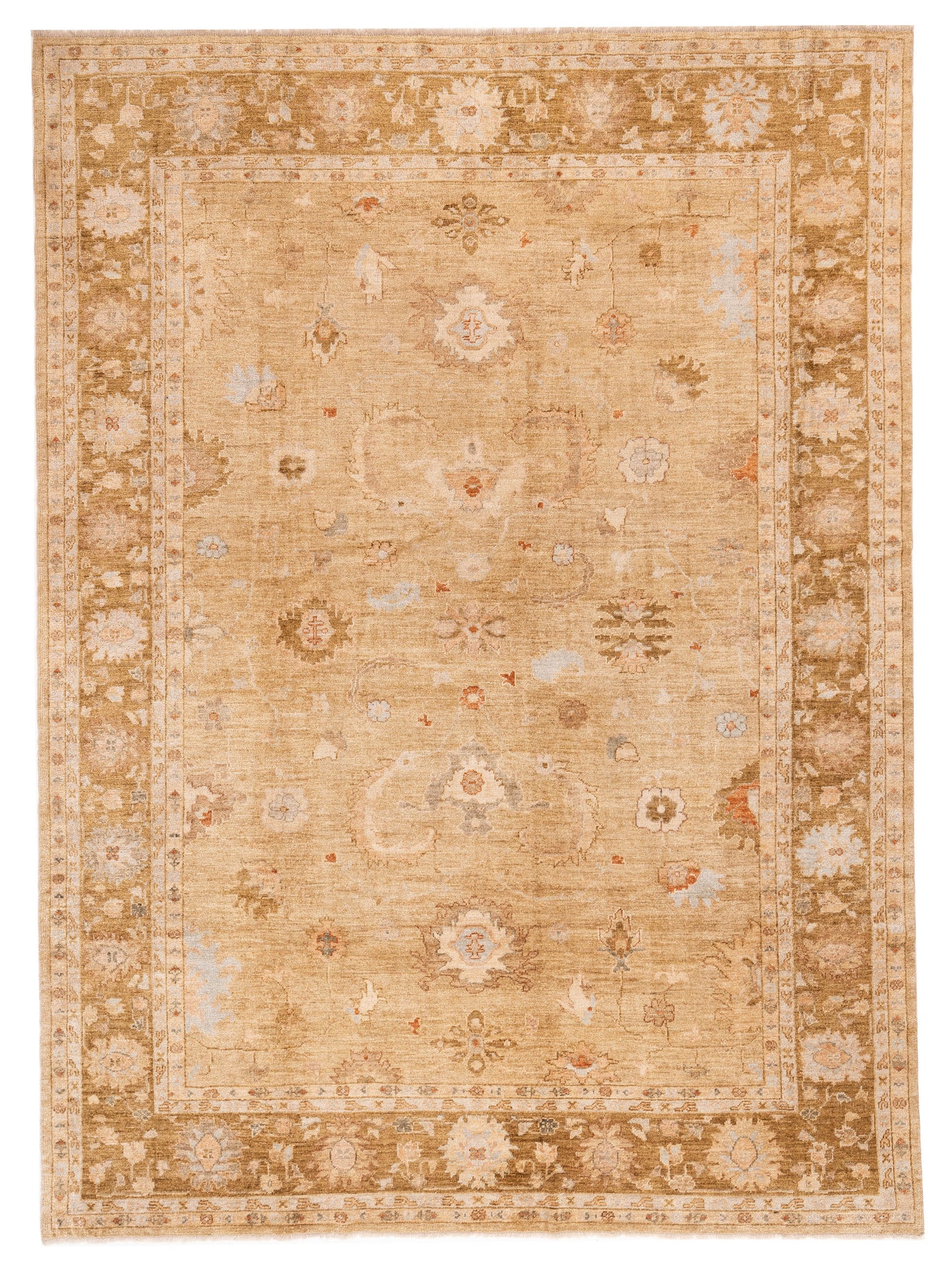 Authentic Angora Oushak Leyla Gold Traditional Hand Knotted Rug