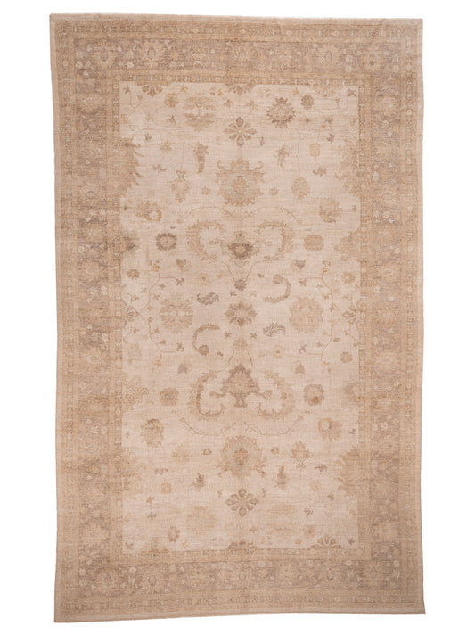 Authentic Angora Oushak Leyla Beige Traditional Hand Knotted Rug