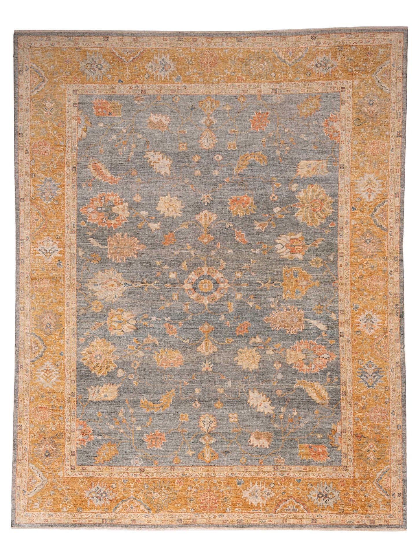 Authentic Angora Oushak Seyyal Blue Traditional Hand Knotted Rug